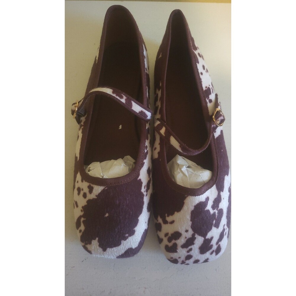 Mary janes Buckle Flats Cow Print Loafer Shoes Sz9.5 New - Picture 2 of 4